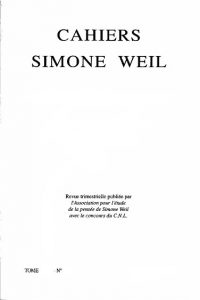 Cahiers Simone Weil